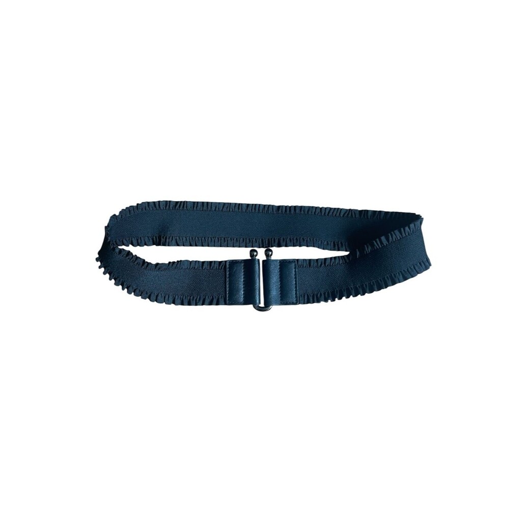 Vintage Black Ruffled Belt with Detachable Screw Ball Clasp